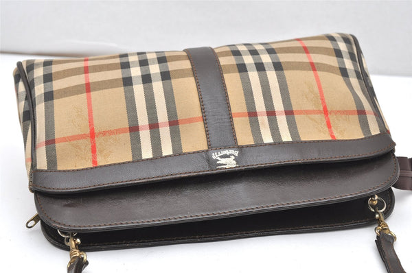 Authentic Burberrys Nova Check Shoulder Bag Canvas Leather Beige Junk 4529K