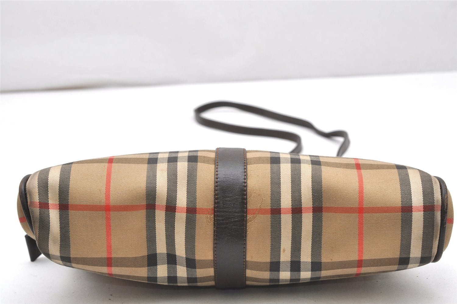 Authentic Burberrys Nova Check Shoulder Bag Canvas Leather Beige Junk 4529K