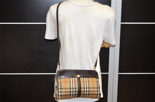Authentic Burberrys Nova Check Shoulder Bag Canvas Leather Beige Junk 4529K