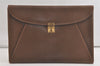 Authentic GUCCI Vintage Clutch Documents PC Case Leather Brown 4530K