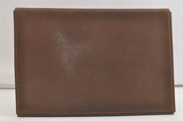 Authentic GUCCI Vintage Clutch Documents PC Case Leather Brown 4530K