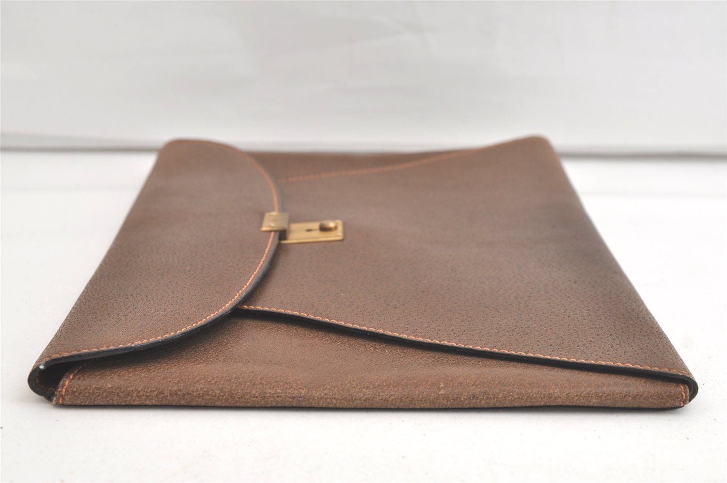 Authentic GUCCI Vintage Clutch Documents PC Case Leather Brown 4530K