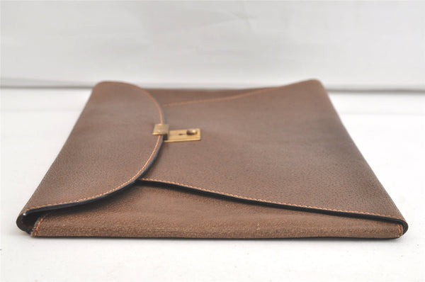 Authentic GUCCI Vintage Clutch Documents PC Case Leather Brown 4530K