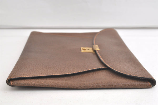 Authentic GUCCI Vintage Clutch Documents PC Case Leather Brown 4530K