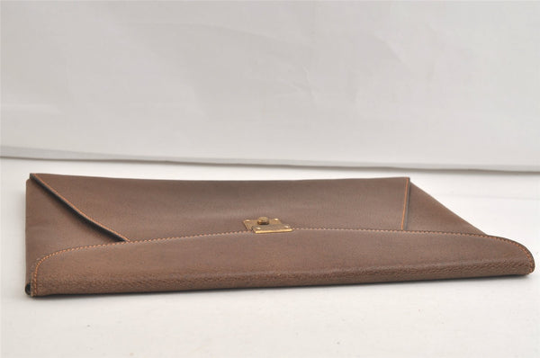 Authentic GUCCI Vintage Clutch Documents PC Case Leather Brown 4530K