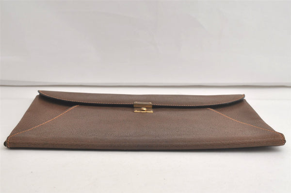 Authentic GUCCI Vintage Clutch Documents PC Case Leather Brown 4530K