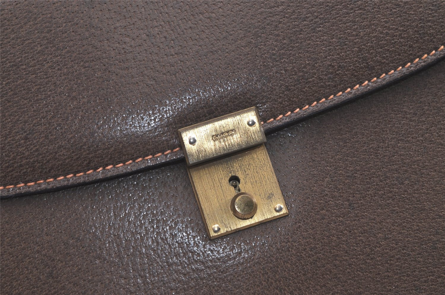 Authentic GUCCI Vintage Clutch Documents PC Case Leather Brown 4530K