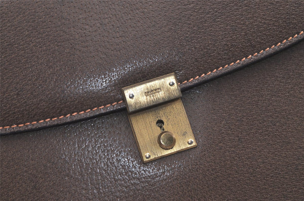 Authentic GUCCI Vintage Clutch Documents PC Case Leather Brown 4530K