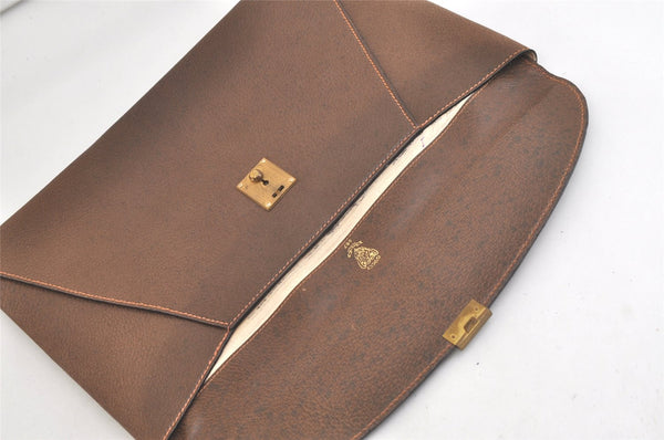 Authentic GUCCI Vintage Clutch Documents PC Case Leather Brown 4530K