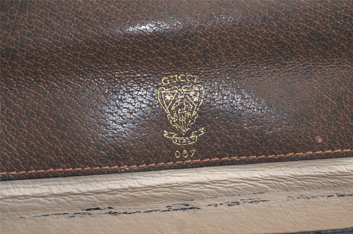 Authentic GUCCI Vintage Clutch Documents PC Case Leather Brown 4530K
