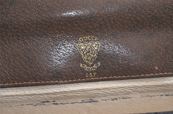 Authentic GUCCI Vintage Clutch Documents PC Case Leather Brown 4530K