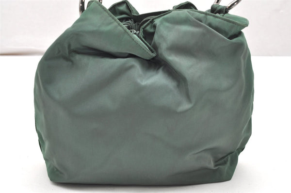 Authentic Christian Dior Maris Pearl Shoulder Hand Bag Purse Nylon Green 4531K