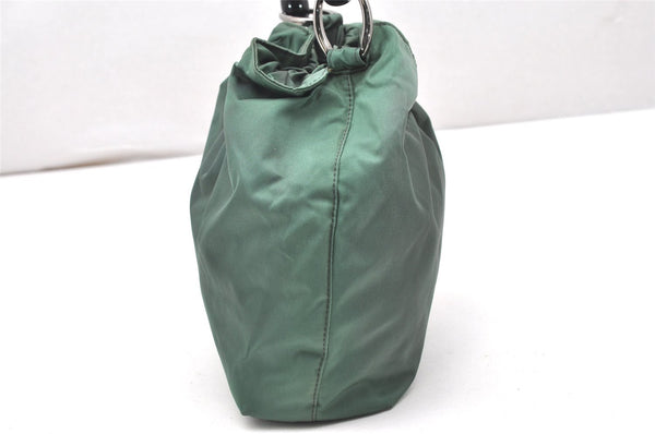 Authentic Christian Dior Maris Pearl Shoulder Hand Bag Purse Nylon Green 4531K