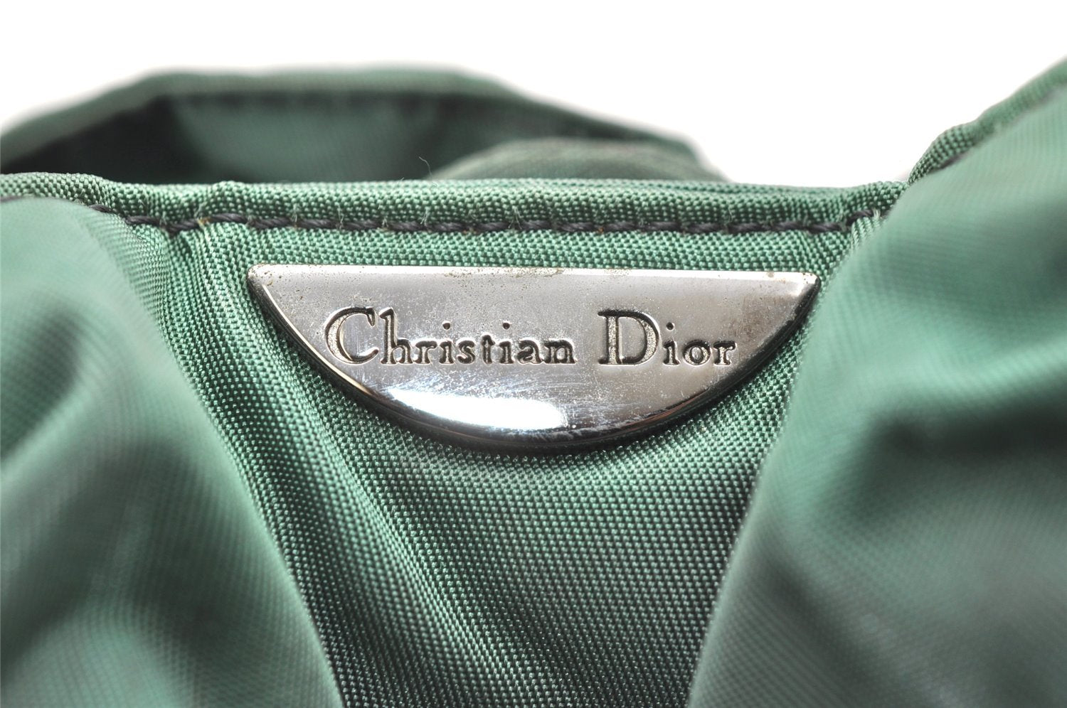 Authentic Christian Dior Maris Pearl Shoulder Hand Bag Purse Nylon Green 4531K