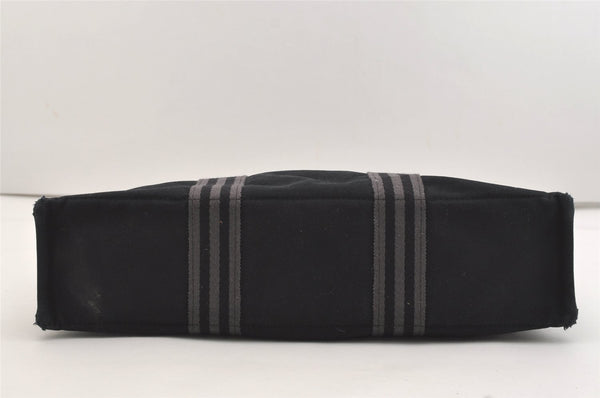 Authentic HERMES Fourre Tout MM Vintage Hand Tote Bag Canvas Black 4533J