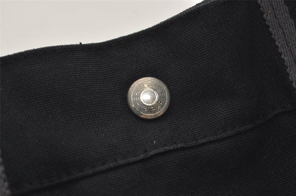 Authentic HERMES Fourre Tout MM Vintage Hand Tote Bag Canvas Black 4533J