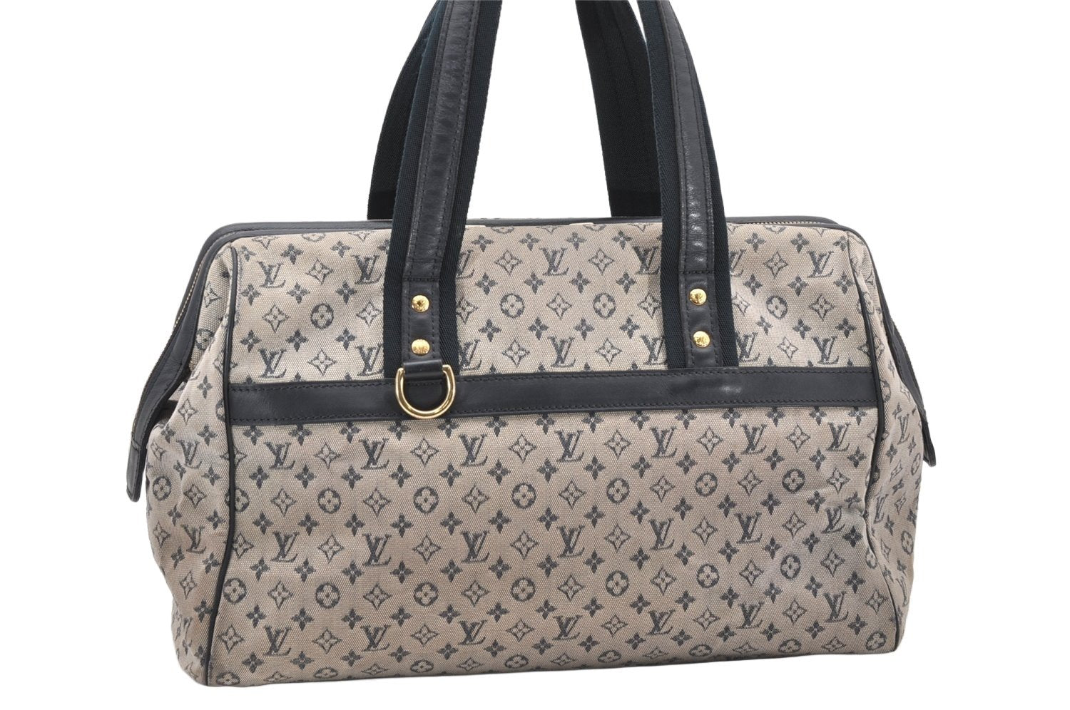 Authentic Louis Vuitton Monogram Mini Josephine GM Hand Bag Blue M92211 LV 4535K