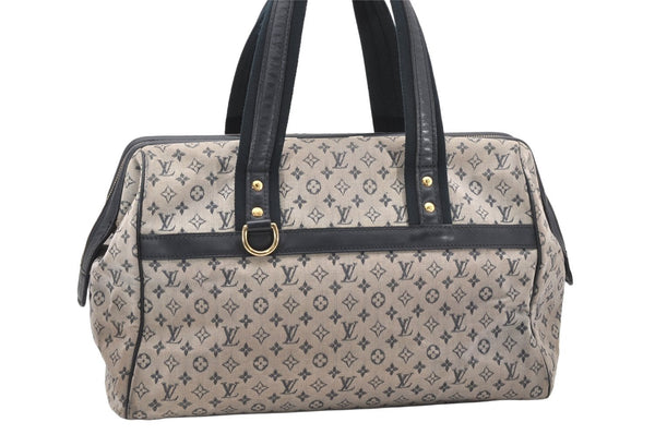 Authentic Louis Vuitton Monogram Mini Josephine GM Hand Bag Blue M92211 LV 4535K