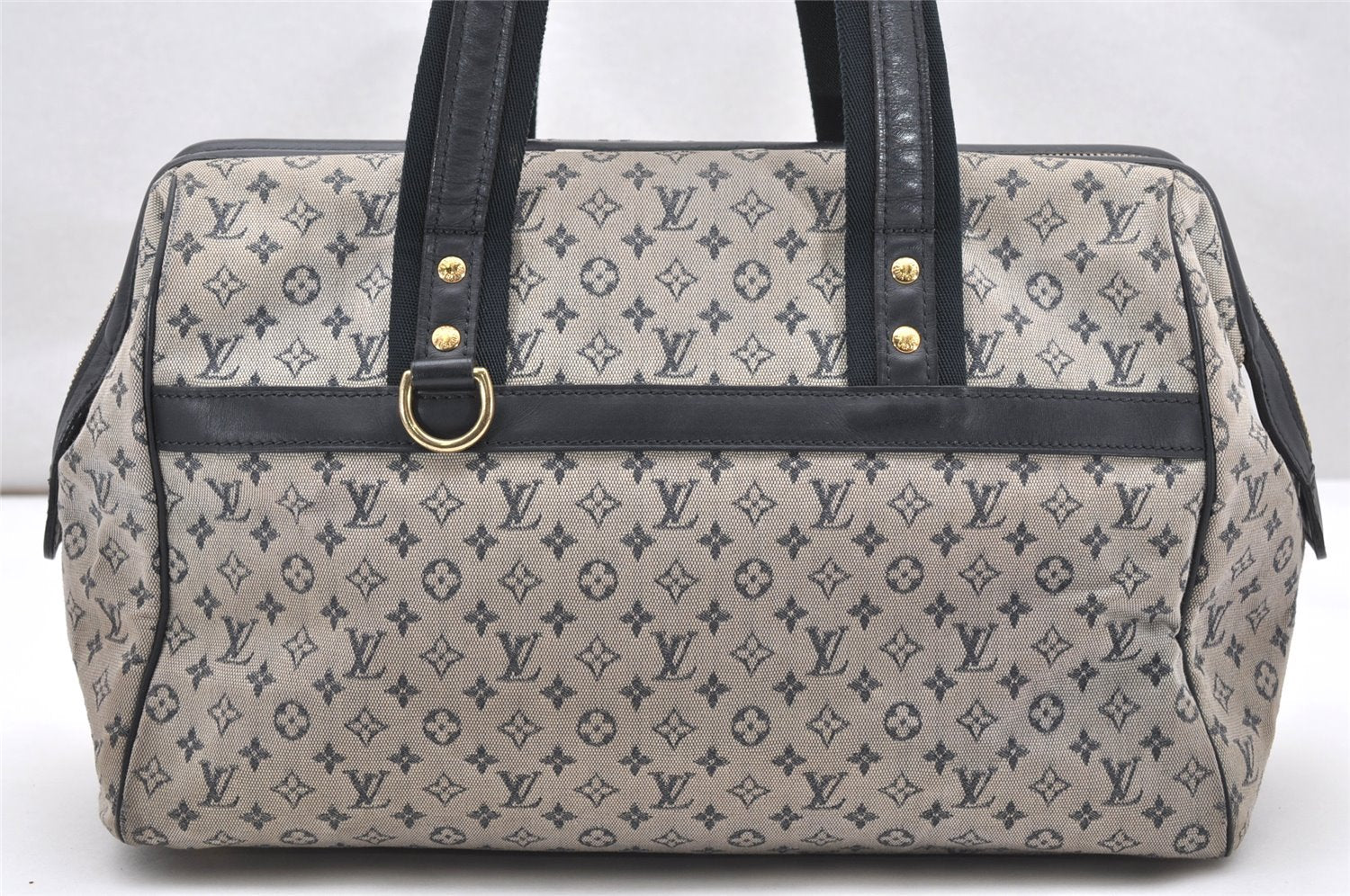 Authentic Louis Vuitton Monogram Mini Josephine GM Hand Bag Blue M92211 LV 4535K