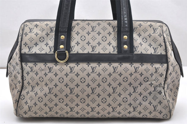 Authentic Louis Vuitton Monogram Mini Josephine GM Hand Bag Blue M92211 LV 4535K