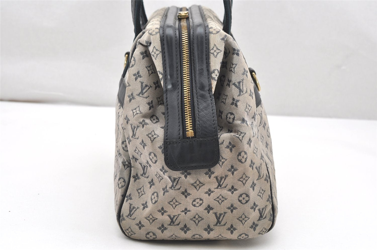 Authentic Louis Vuitton Monogram Mini Josephine GM Hand Bag Blue M92211 LV 4535K