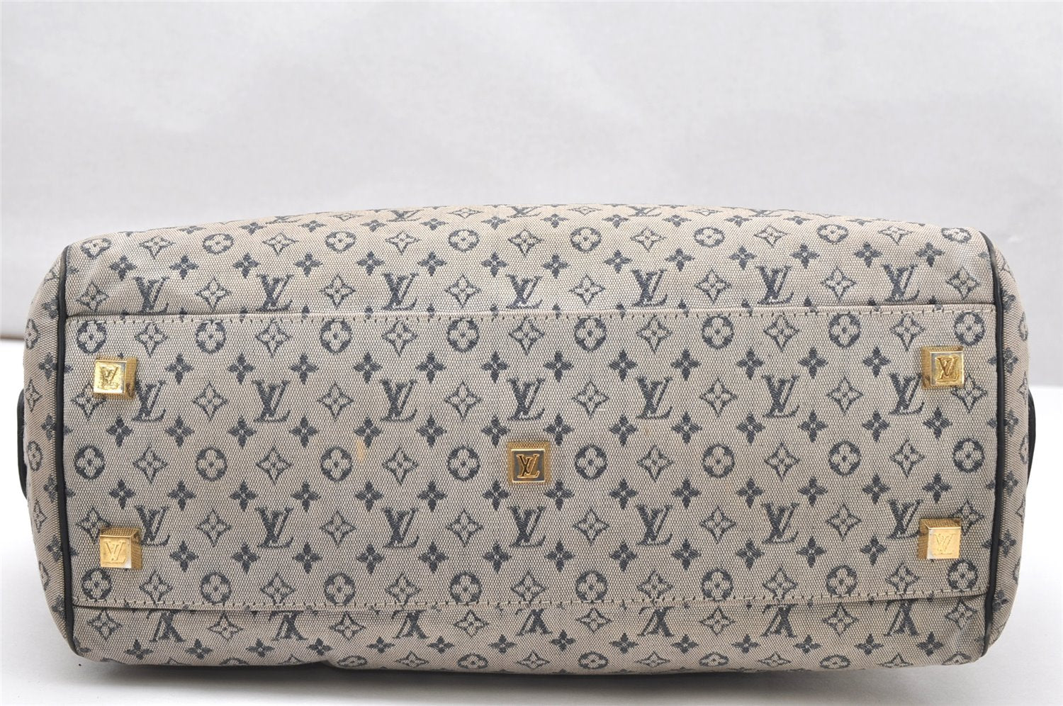 Authentic Louis Vuitton Monogram Mini Josephine GM Hand Bag Blue M92211 LV 4535K
