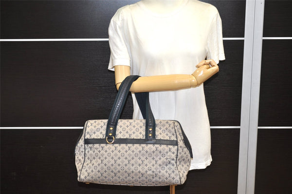 Authentic Louis Vuitton Monogram Mini Josephine GM Hand Bag Blue M92211 LV 4535K