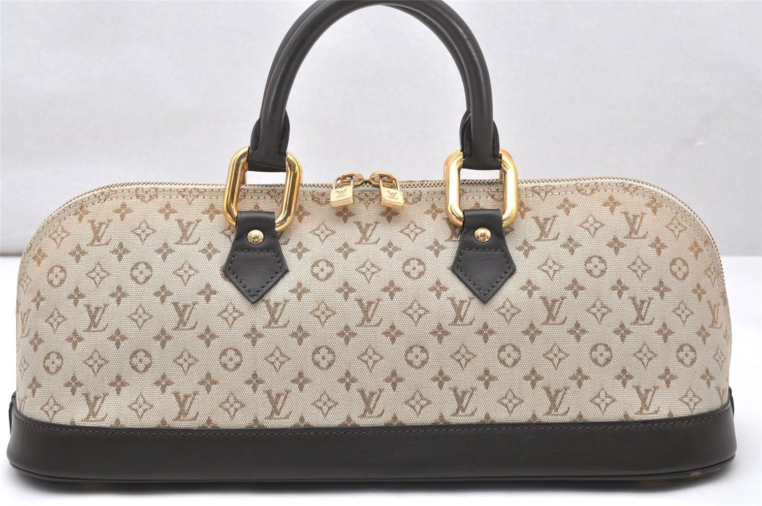 Auth Louis Vuitton Monogram Mini Alma Ron Hand Bag Khaki Beige M92206 LV 4536K