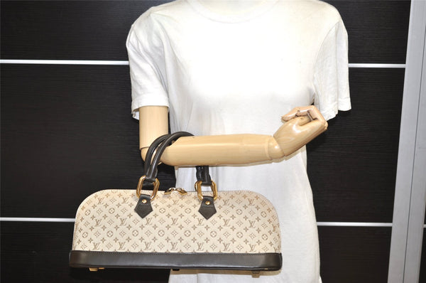 Auth Louis Vuitton Monogram Mini Alma Ron Hand Bag Khaki Beige M92206 LV 4536K