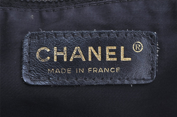 Authentic CHANEL New Travel Line Shoulder Tote Bag Nylon Leather Black 4538J