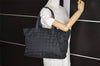 Authentic CHANEL New Travel Line Shoulder Tote Bag Nylon Leather Black 4538J
