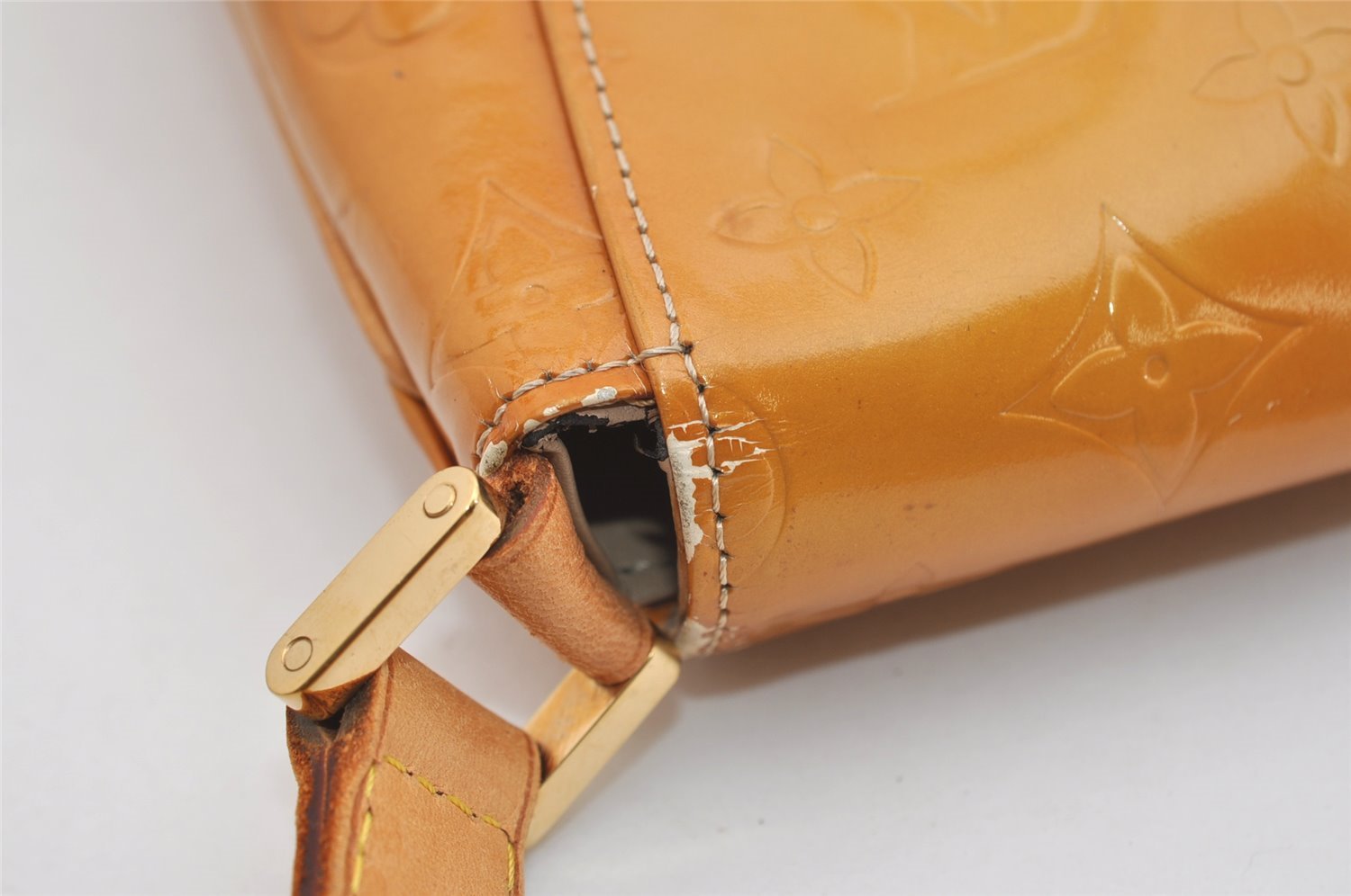 Auth Louis Vuitton Vernis Thompson Street Shoulder Bag Yellow M91008 Junk 4540J