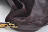 Authentic CELINE Vintage Hand Bag Purse Leather Purple 4541G