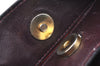 Authentic CELINE Vintage Hand Bag Purse Leather Purple 4541G