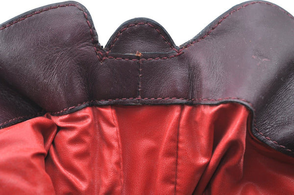 Authentic CELINE Vintage Hand Bag Purse Leather Purple 4541G