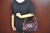 Authentic CELINE Vintage Hand Bag Purse Leather Purple 4541G