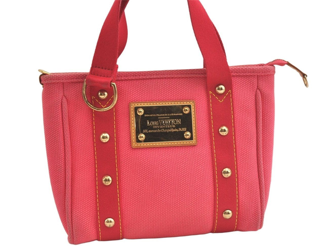 Authentic Louis Vuitton Antigua Cabas PM Hand Bag Pink M40088 LV 4541K