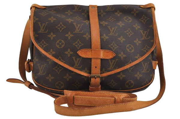 Authentic Louis Vuitton Monogram Saumur 30 Shoulder Cross Bag M42256 Junk 4545J