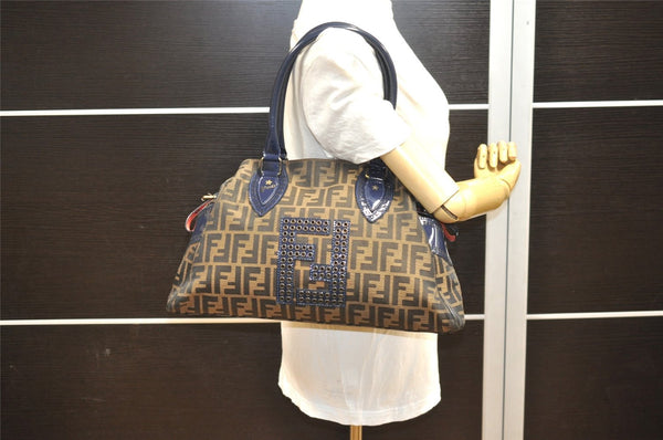 Authentic FENDI Zucca Etniko Shoulder Hand Bag Canvas Leather Brown 4546I