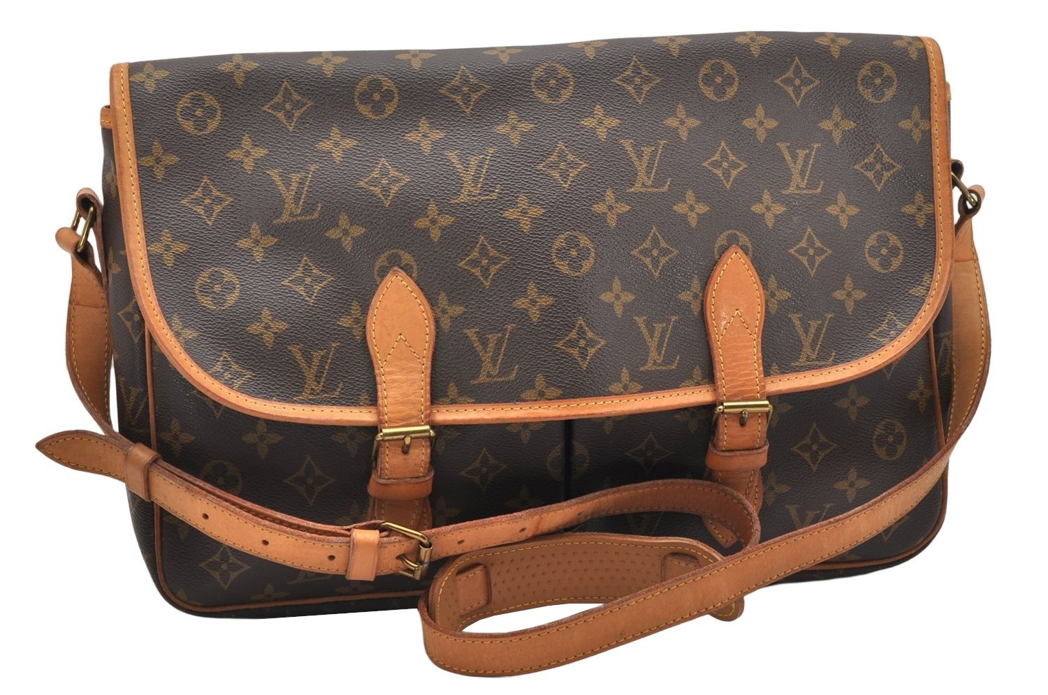 Authentic Louis Vuitton Monogram Gibeciere GM Shoulder Cross Bag M42246 LV 4546K
