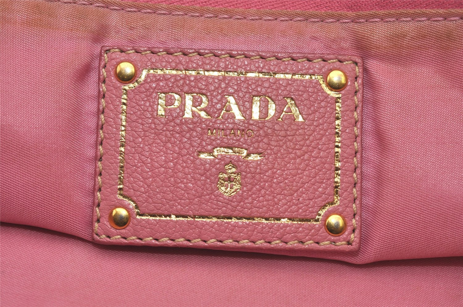 Authentic PRADA Vintage Nylon Tessuto Leather Shoulder Tote Bag Pink 4548I