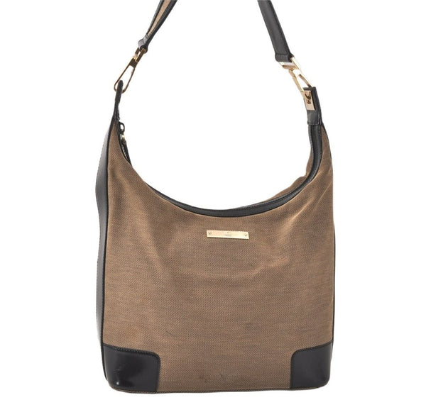 Authentic GUCCI Shoulder Hand Bag Purse Canvas Leather 0014204 Beige Black 4548K