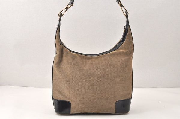 Authentic GUCCI Shoulder Hand Bag Purse Canvas Leather 0014204 Beige Black 4548K