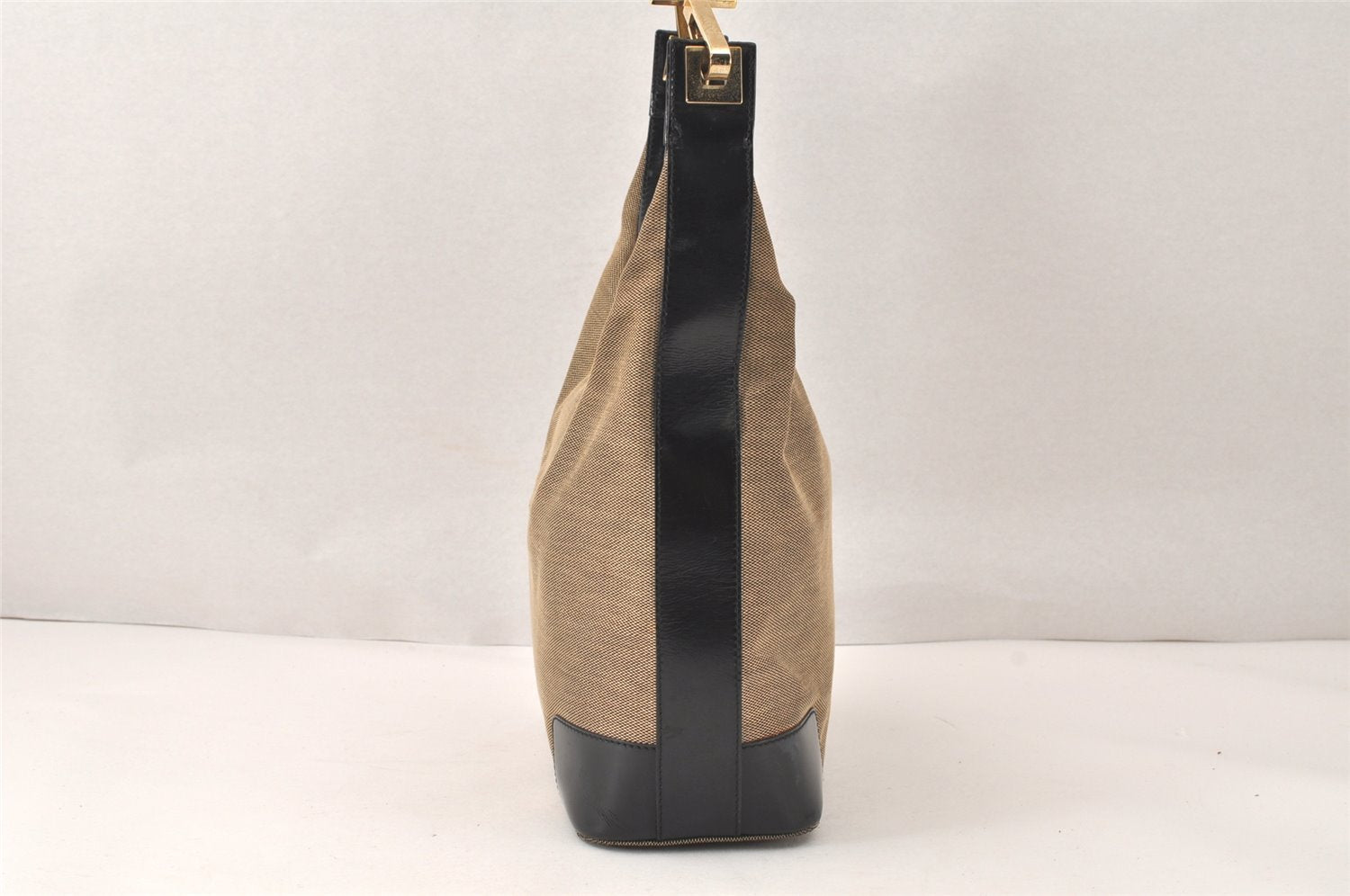 Authentic GUCCI Shoulder Hand Bag Purse Canvas Leather 0014204 Beige Black 4548K