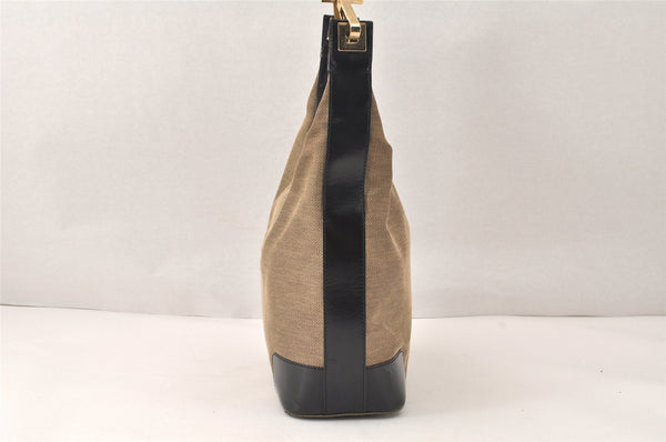Authentic GUCCI Shoulder Hand Bag Purse Canvas Leather 0014204 Beige Black 4548K