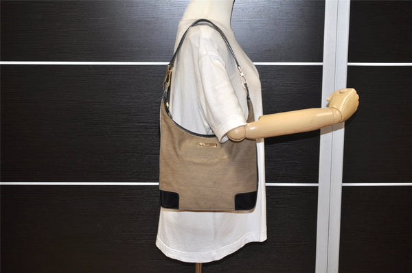 Authentic GUCCI Shoulder Hand Bag Purse Canvas Leather 0014204 Beige Black 4548K