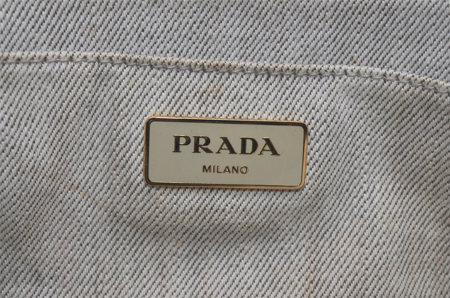 Authentic PRADA Vintage Canapa M Canvas 2Way Tote Hand Bag White 4549I