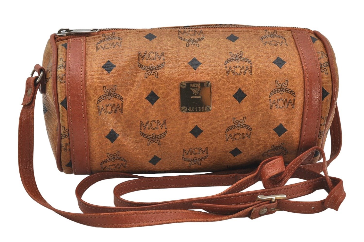 Authentic MCM Visetos Leather Vintage Shoulder Cross Body Bag Purse Brown 4549K