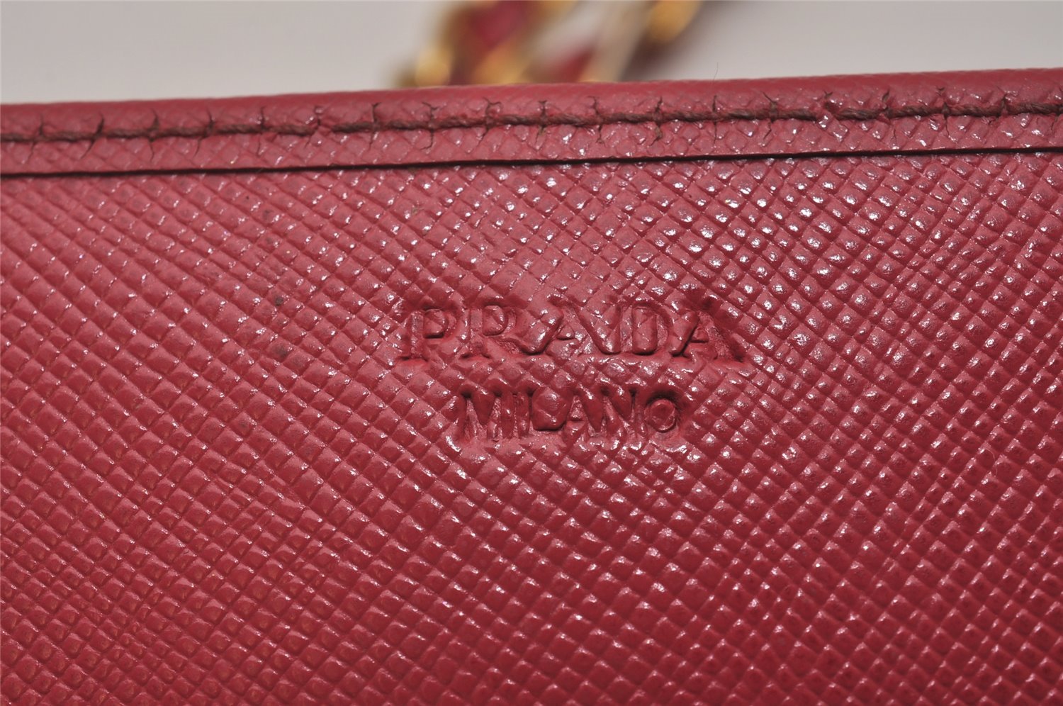 Authentic PRADA Saffiano Multic Leather Chain Shoulder Long Wallet Pink 4552I