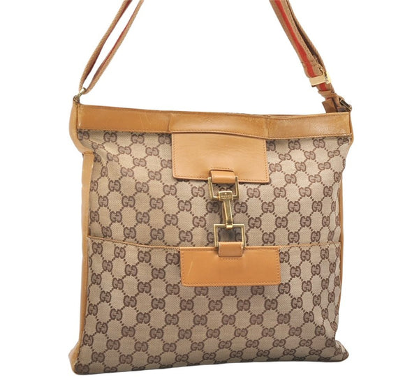 Authentic GUCCI Sherry Line Shoulder Bag GG Canvas Leather 0014094 Brown 4552K